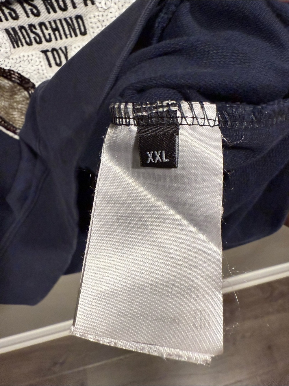 Moschino Men's Navy sequined this is not moschino Logo Sweatshirt - Picture 7 of 7